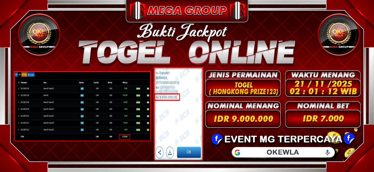 Bukti JP situs Okewla hari Jumat, 21 November 2025