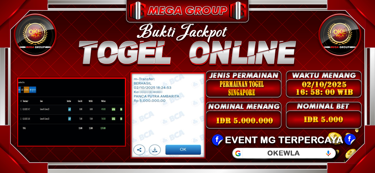 Bukti JP situs Okewla hari Jumat, 03 Oktober 2025