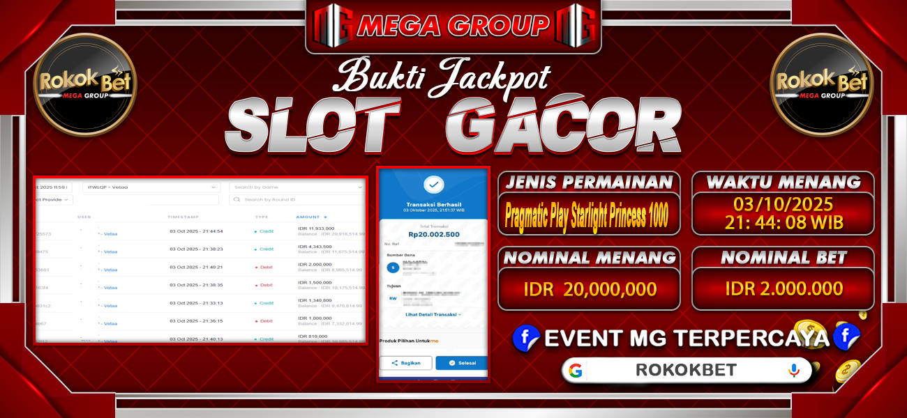 Bukti JP situs Rokokbet hari Jumat, 03 Oktober 2025
