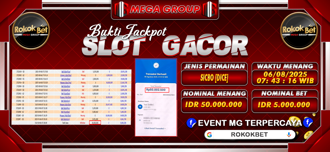 Bukti JP situs Rokokbet hari Rabu, 06 Agustus 2025