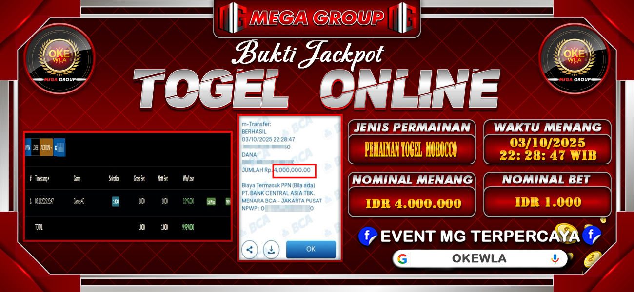 Bukti JP situs Okewla hari Sabtu, 04 Oktober 2025