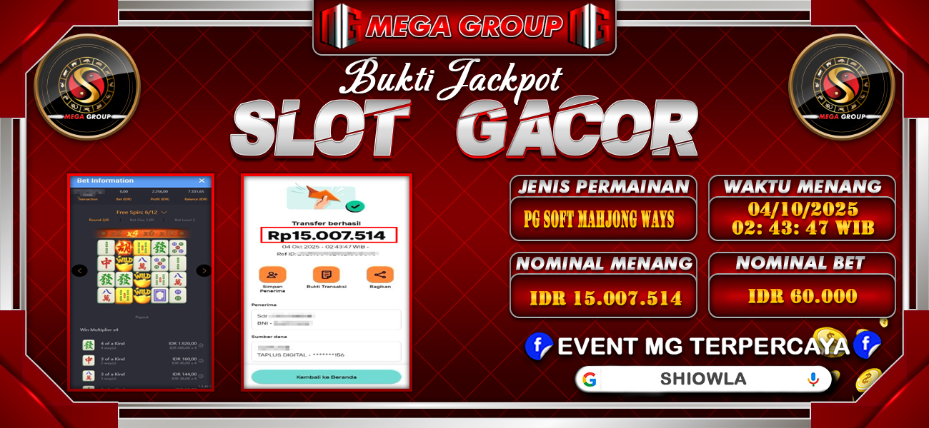 Bukti JP situs Shiowla hari Sabtu, 04 Oktober 2025