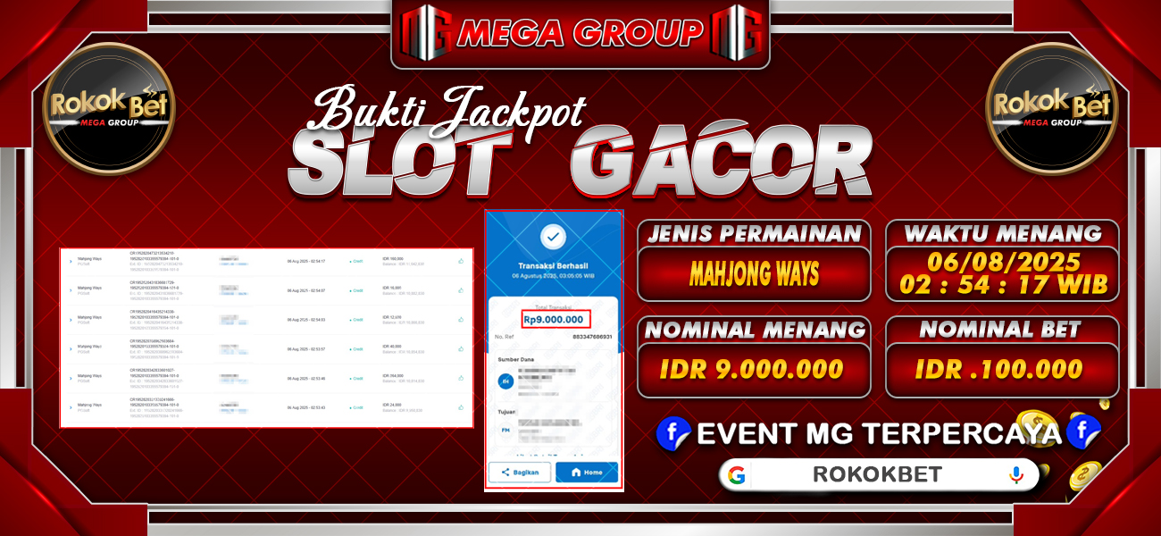 Bukti JP situs Rokokbet hari Rabu, 06 Agustus 2025