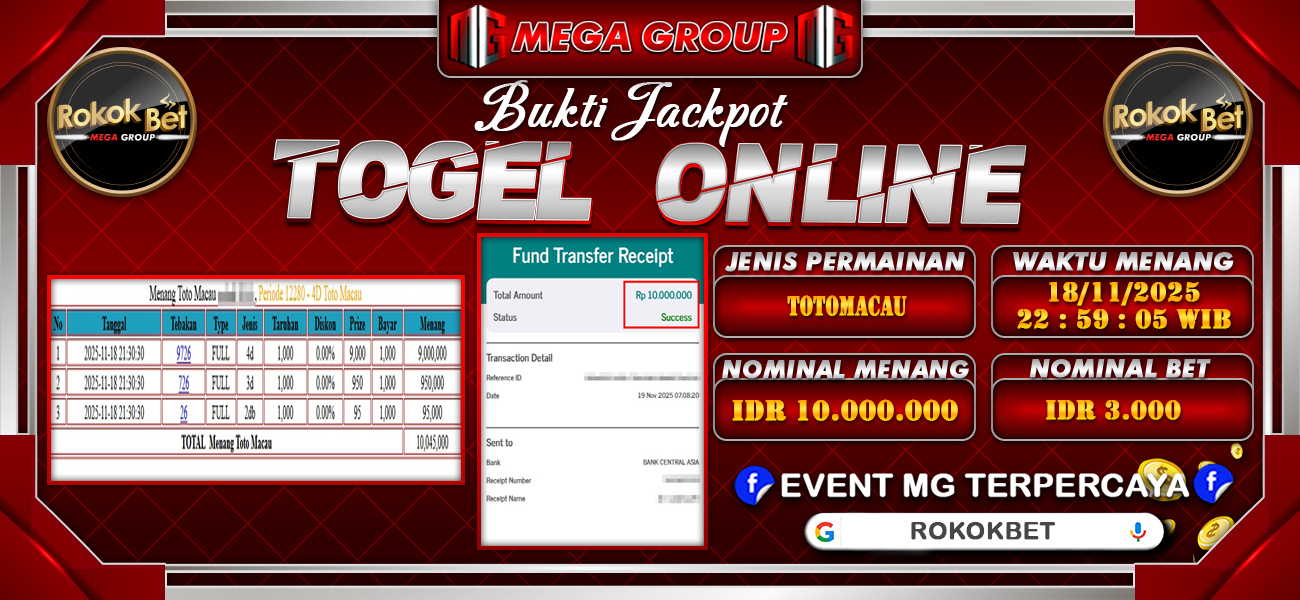 Bukti JP situs Rokokbet hari Rabu, 19 November 2025