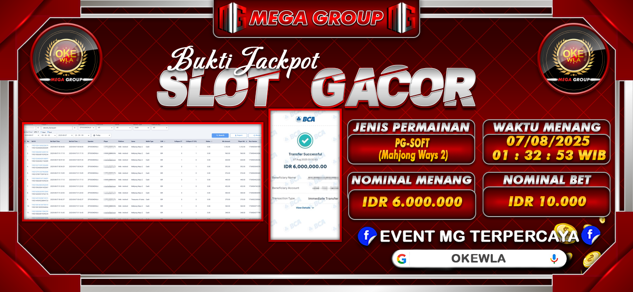 Bukti JP situs Okewla hari Kamis, 07 Agustus 2025