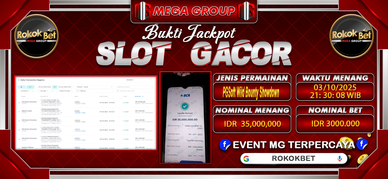 Bukti JP situs Rokokbet hari Jumat, 03 Oktober 2025
