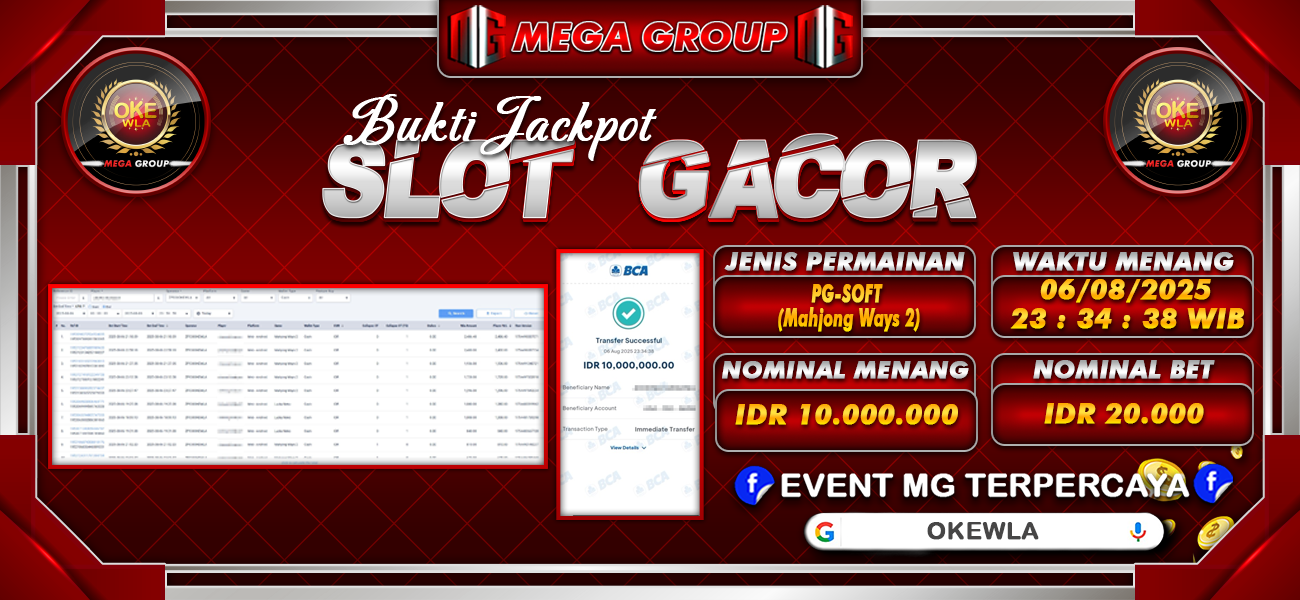 Bukti JP situs Okewla hari Rabu, 06 Agustus 2025