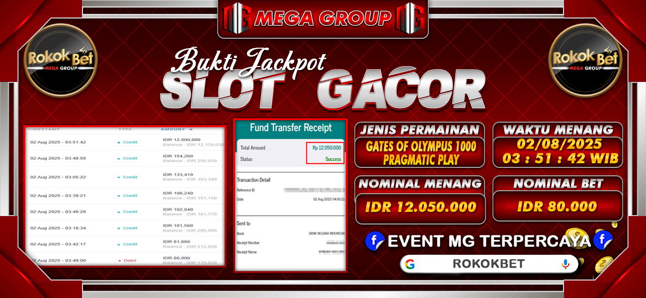 Bukti JP situs Rokokbet hari Sabtu, 02 Agustus 2025