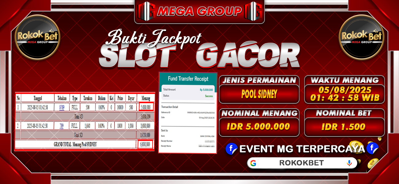 Bukti JP situs Rokokbet hari Selasa, 05 Agustus 2025
