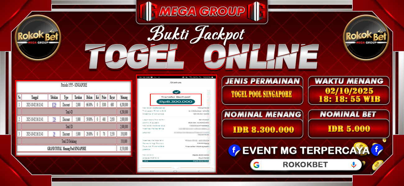 Bukti JP situs Rokokbet hari Jumat, 03 Oktober 2025
