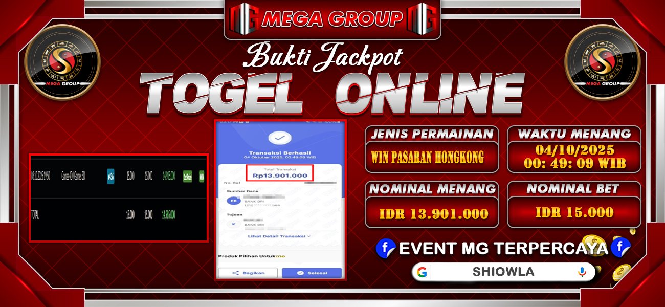 Bukti JP situs Shiowla hari Sabtu, 04 Oktober 2025