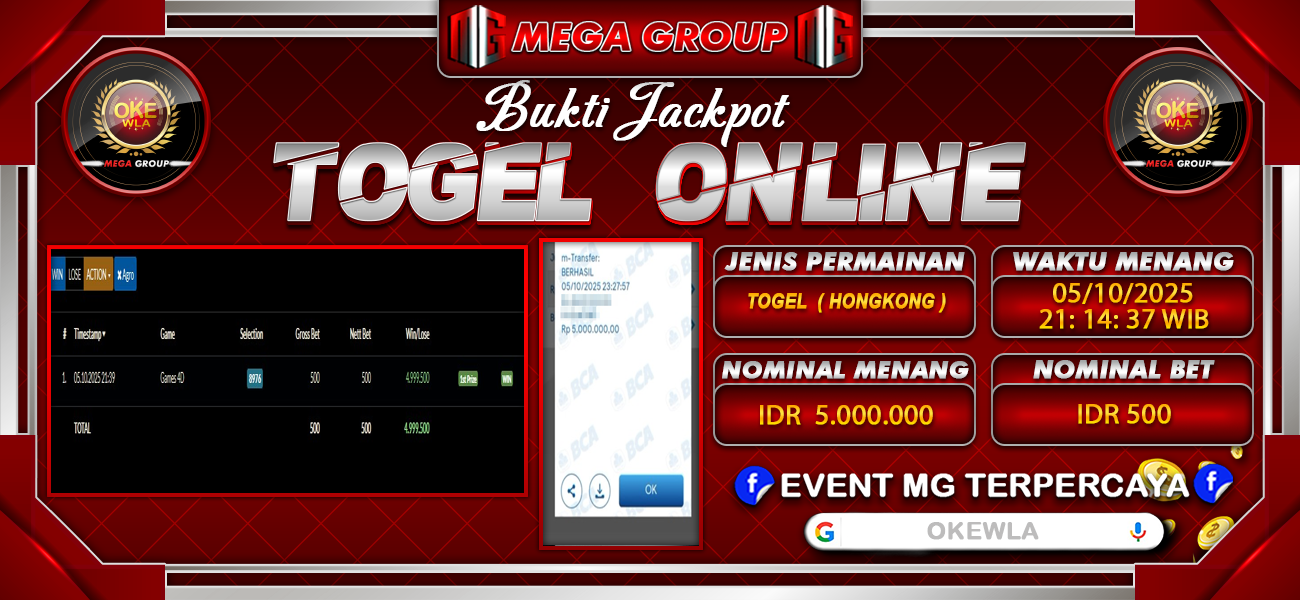 Bukti JP situs Okewla hari Senin, 06 Oktober 2025