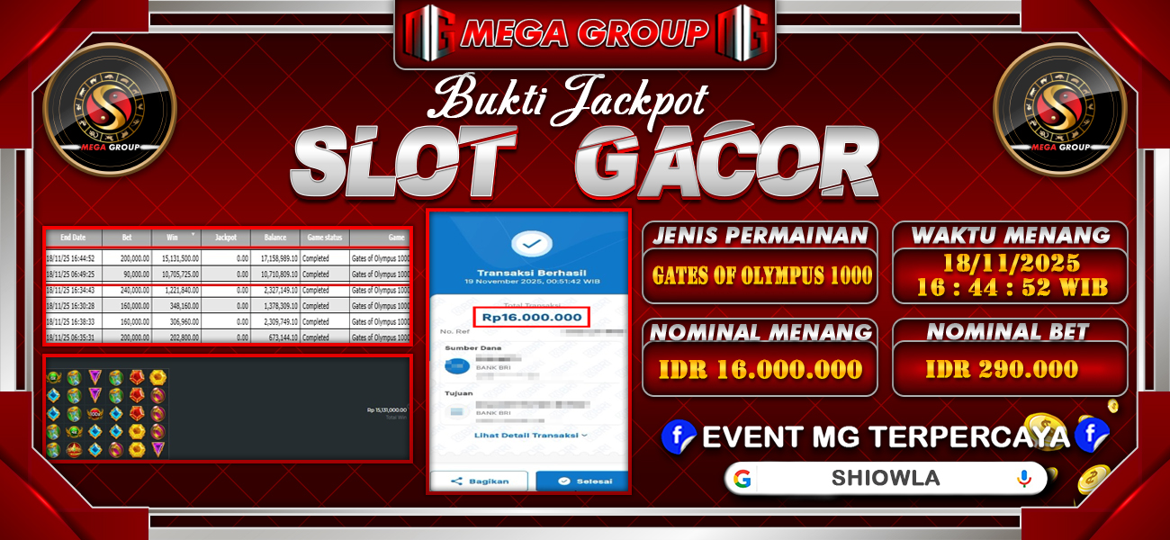 Bukti JP situs Shiowla hari Rabu, 19 November 2025