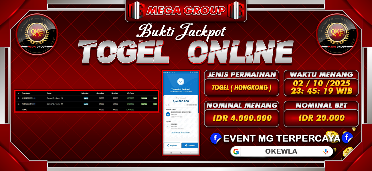 Bukti JP situs Okewla hari Kamis, 02 Oktober 2025