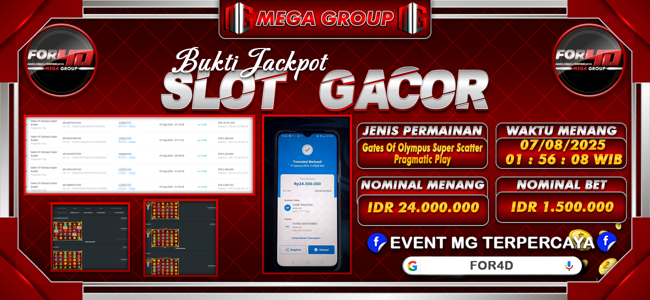 Bukti JP situs For4D hari Kamis, 07 Agustus 2025